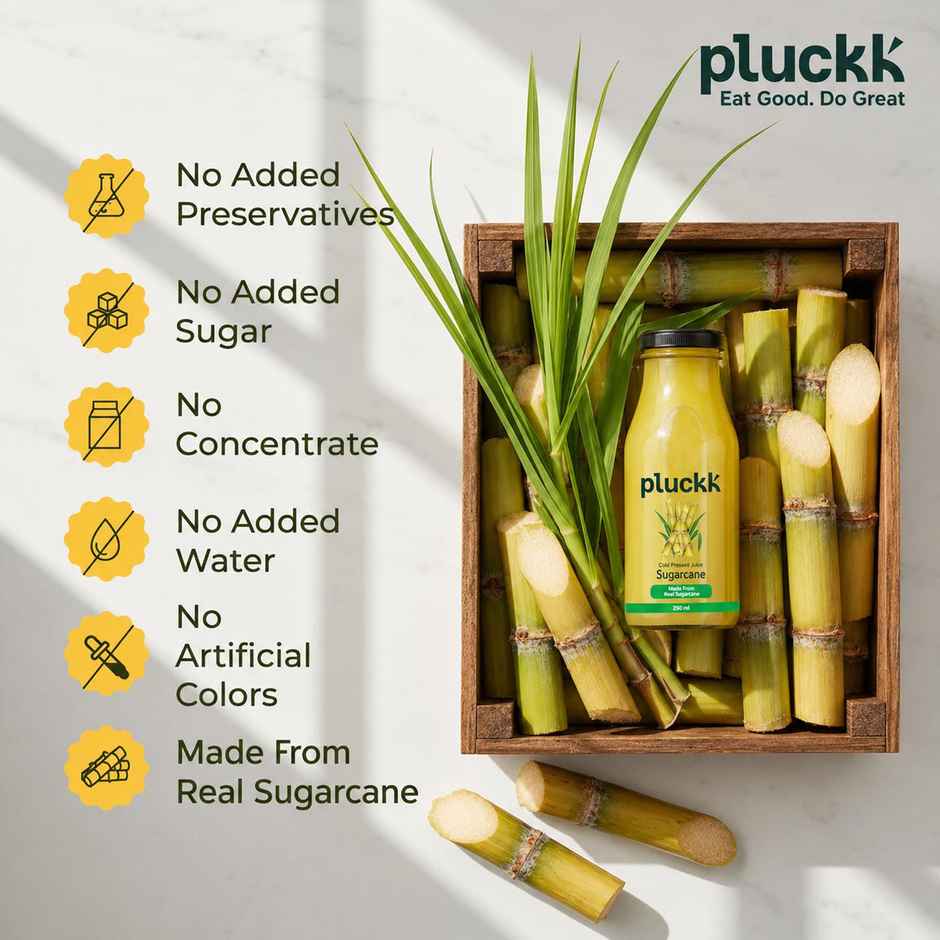 Pluckk Cold Pressed Extracted Sugarcane Juice | No Preservatives | No Added Sugar