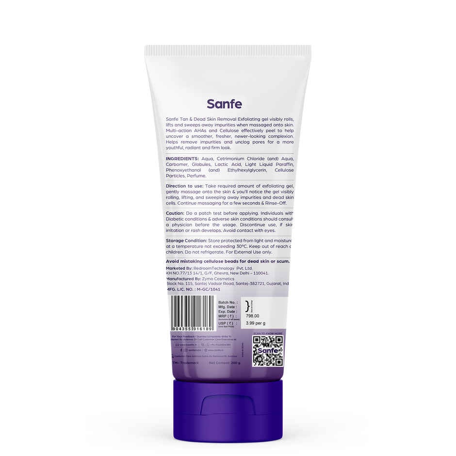 Sanfe Instant Tan & Dead Skin Removal Gel | Gentle De Tan Exfoliating Gel