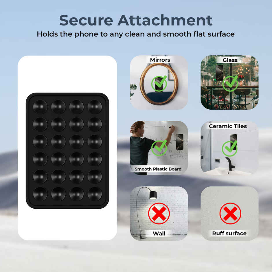 Artistque Silicone Suction Phone Case | Hands-Free Holder for Mirror & Shower | Black