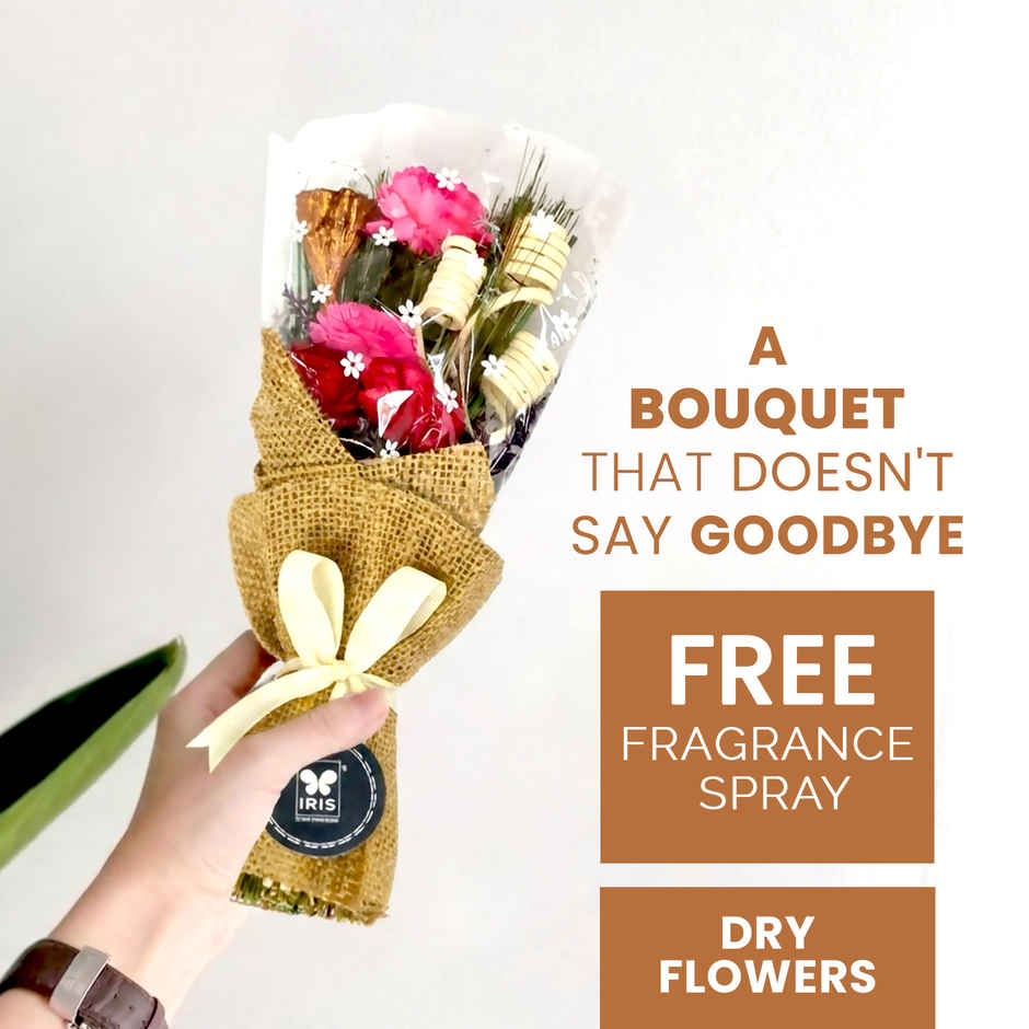 Rose Dry Flower Bouquet with Free Fragrance Spray | Ideal for Gifting | IRIS