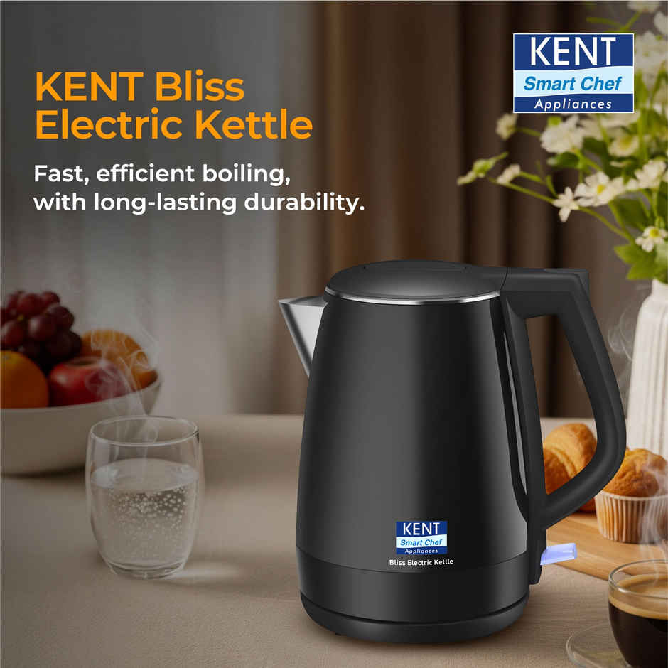 KENT Bliss Electric Kettle | 1500W Power & 1.5L Capacity | Cool Touch Exterior & SS 304 Inner Body