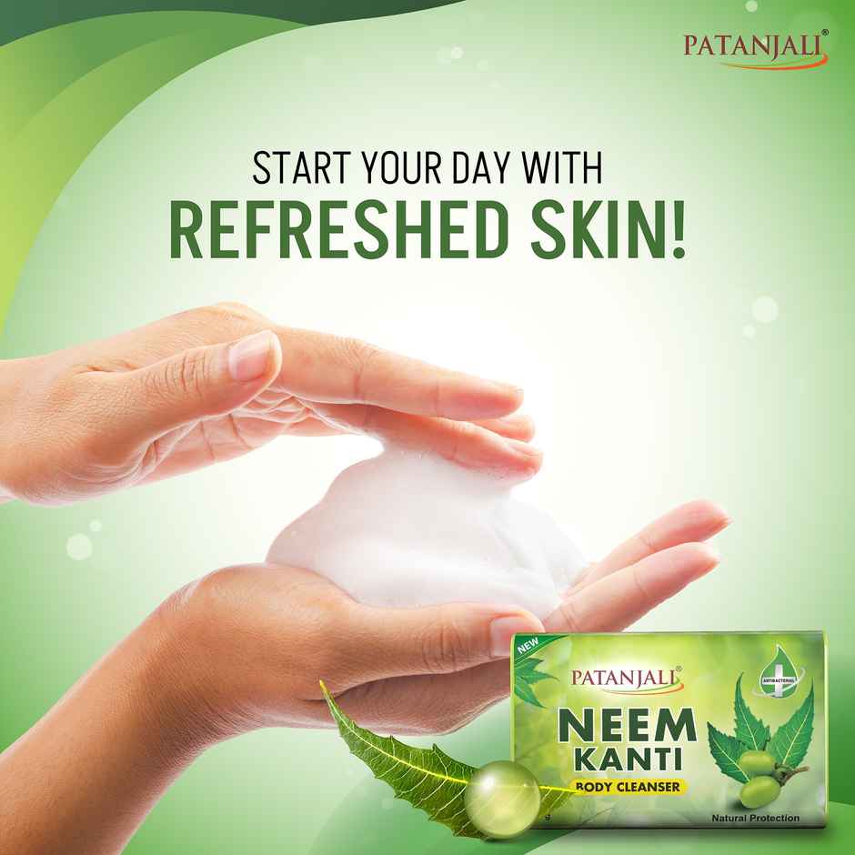 Patanjali Neem Kanti Herbal Body Cleanser Soap- Neem Oil, Deep Cleansing