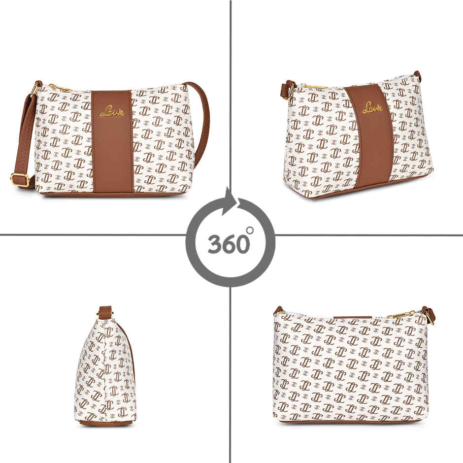 Lavie Women's Mono Ll Evelynn Crossbody Sling Bag | Ladies Purse Handbag | Off White