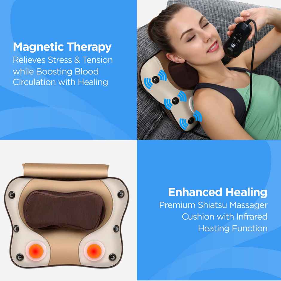 Dr Physio 3D Cushion Massager with HEAT and speed controller for Back Cervical and Neck Pain