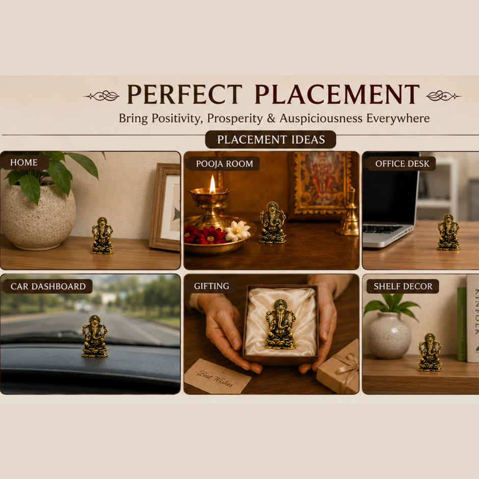 Pure Brass Ganesha Idol | Estoria Collective