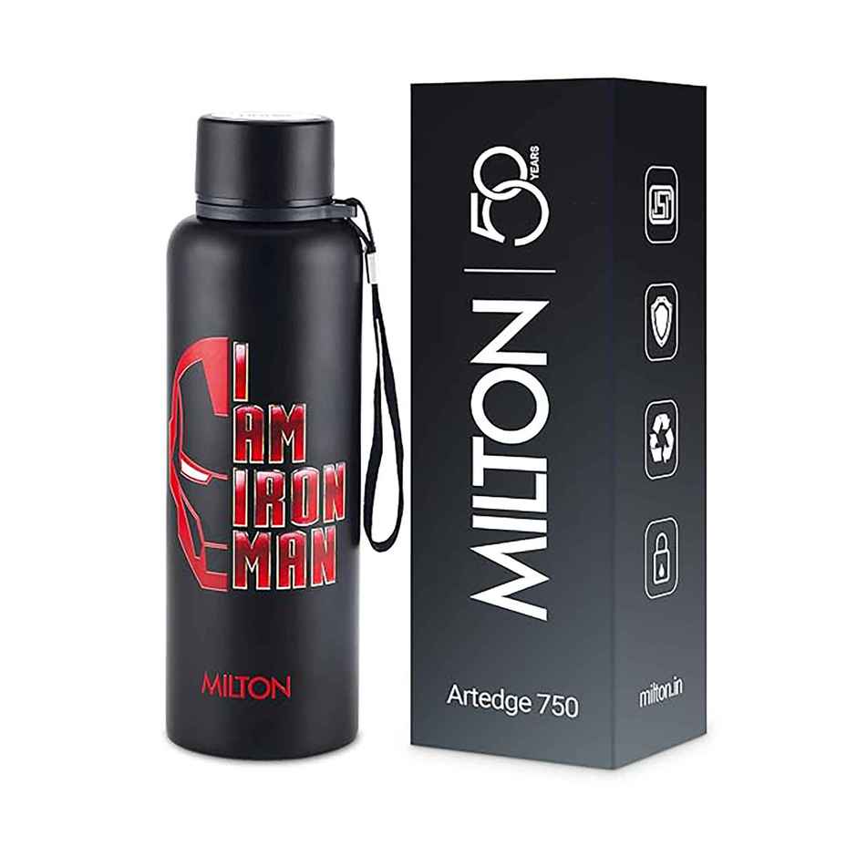 Milton Marvel Artedge Thermosteel Bottle | 725 ml | Black | Iron Man
