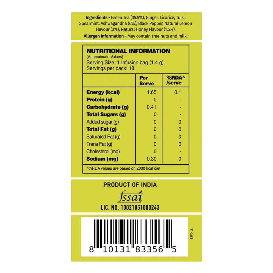 Vahdam Ashwagandha Green Tea Honey Lemon