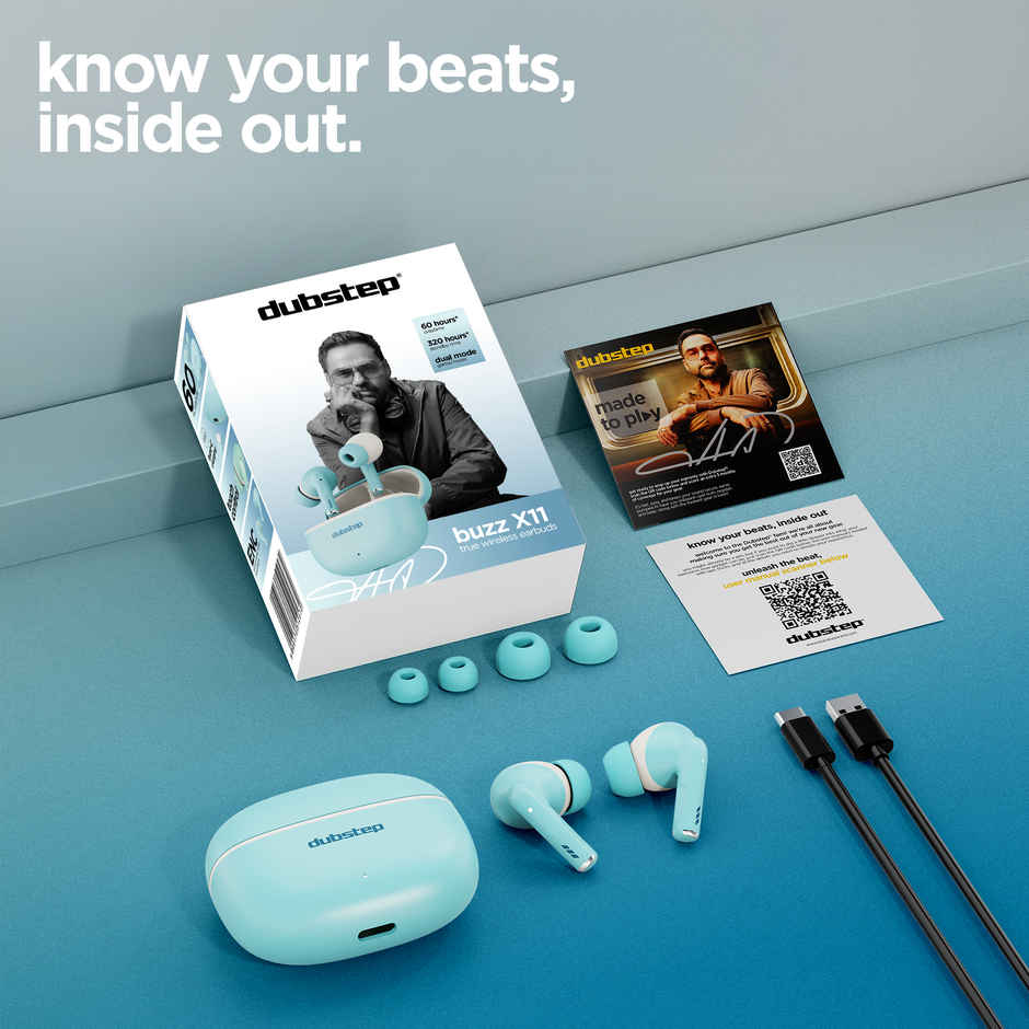Dubstep Buzz X11 With 60 Hrs Playtime ENC TWS Earbuds | Blue
