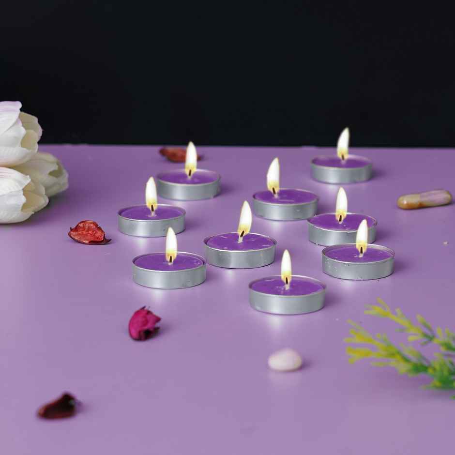 Scented Tea Light Candles | Lavender | Pack of 10 | Ecraftindia