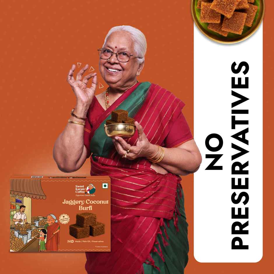Sweet Karam Coffee Jaggery Coconut Burfi | No Preservatives