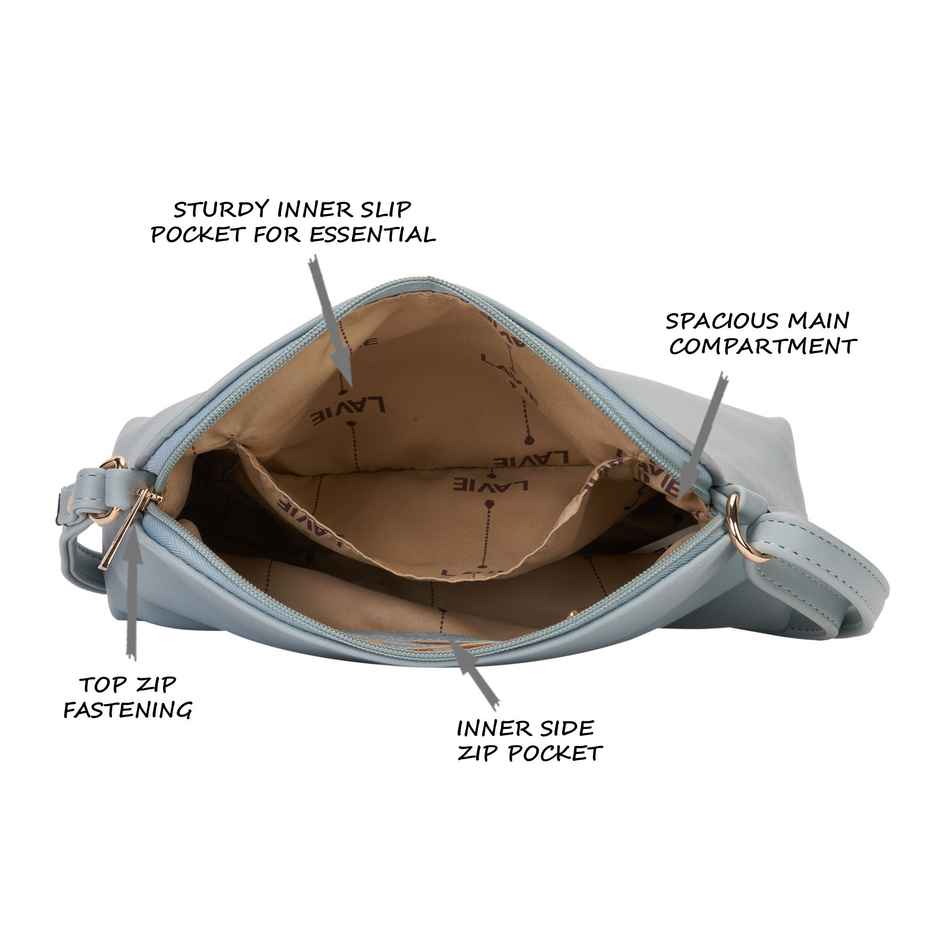 Lavie Women's Archer Pu Sling Bag | Premium Saffiano Texture | Medium | Blue