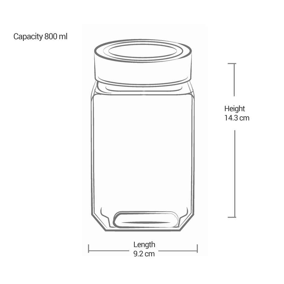 Treo by Milton Cube Storage Glass Jar 800 ml Transparent BPA Free Kitchen Storage Container