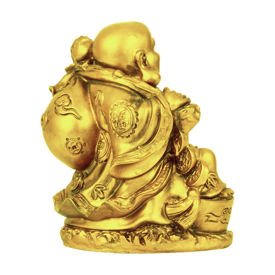 Tied Ribbons Laughing Buddha Statue Figurine Showpiece (13 Cm)