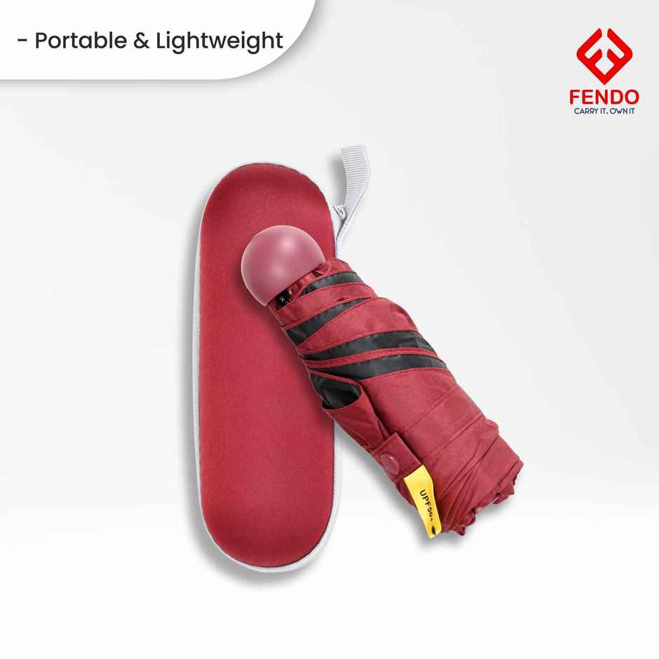 Fendo Capsule Umbrella With Cover | Maroon | 19 Inch | 5 Fold