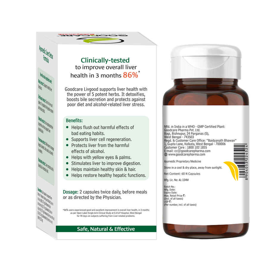 Goodcare Livgood Capsules Natural Liver Protector An Ayurveda For Healthy Liver 60 Capsules