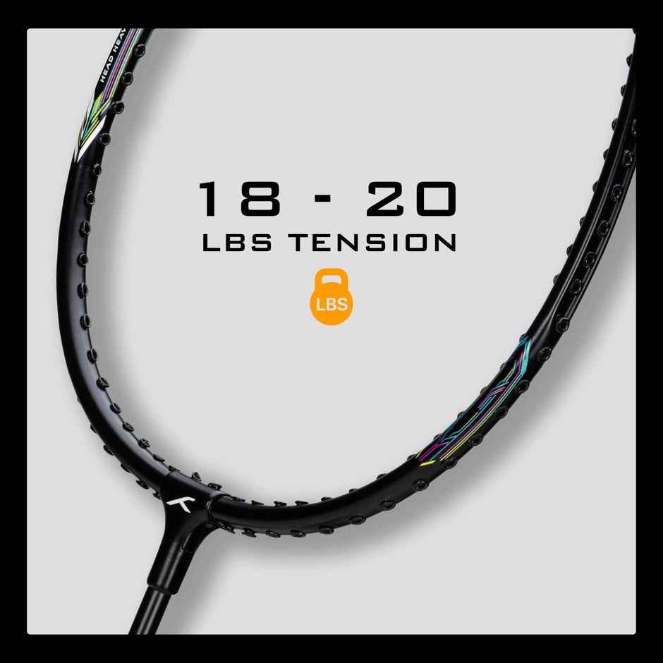 Hundred Powertek 200 Aluminium Badminton Rakcet & Cover set | Black | Strung | Durable & Reliable