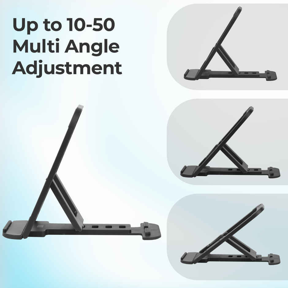 Zebronics MS80 Mobile Holder with Adjustable Height, Anti Skid Base, Matte Finish (Black)