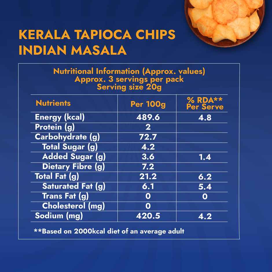 Sweet Karam Coffee Indian Masala Tapioca Chips | No Palm Oil