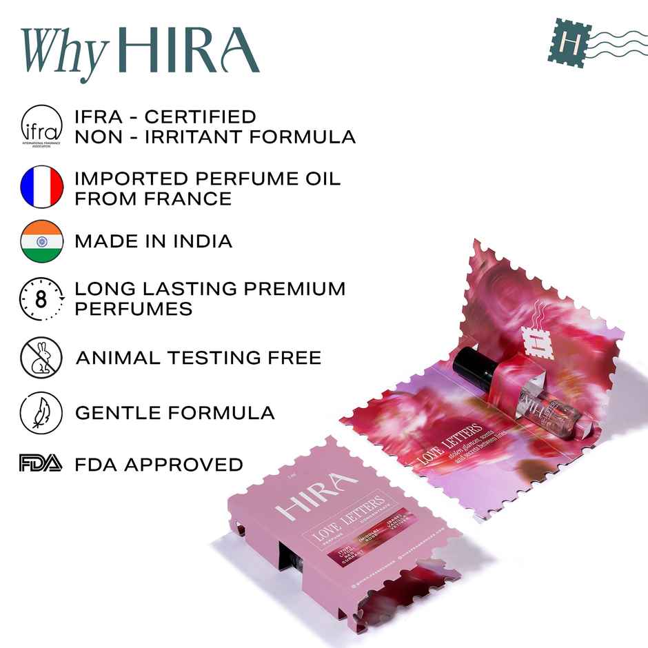 HIRA Love Letters Eau De Perfume | Mini | For Woman | Fruity Floral & Vanilla Scent