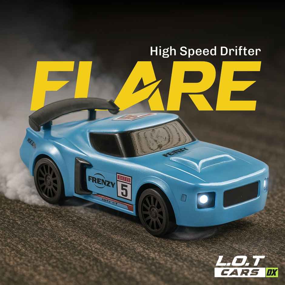 RC Drift Car with 4 extra wheels, 20kmph & Boost Mode | Flare - Underground Blue