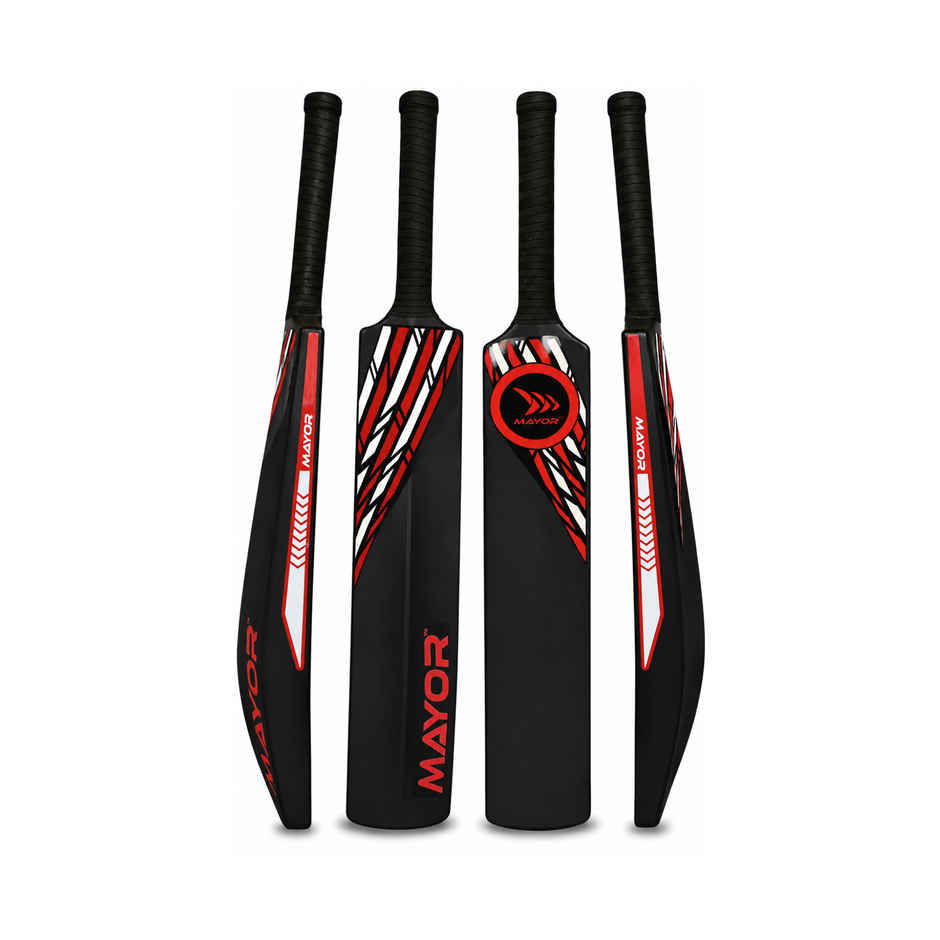 Mayor Century PVC Cricket Bat Full Size For Kids and Adults| PVC-Plastic Cricket Bat | Black-Red
