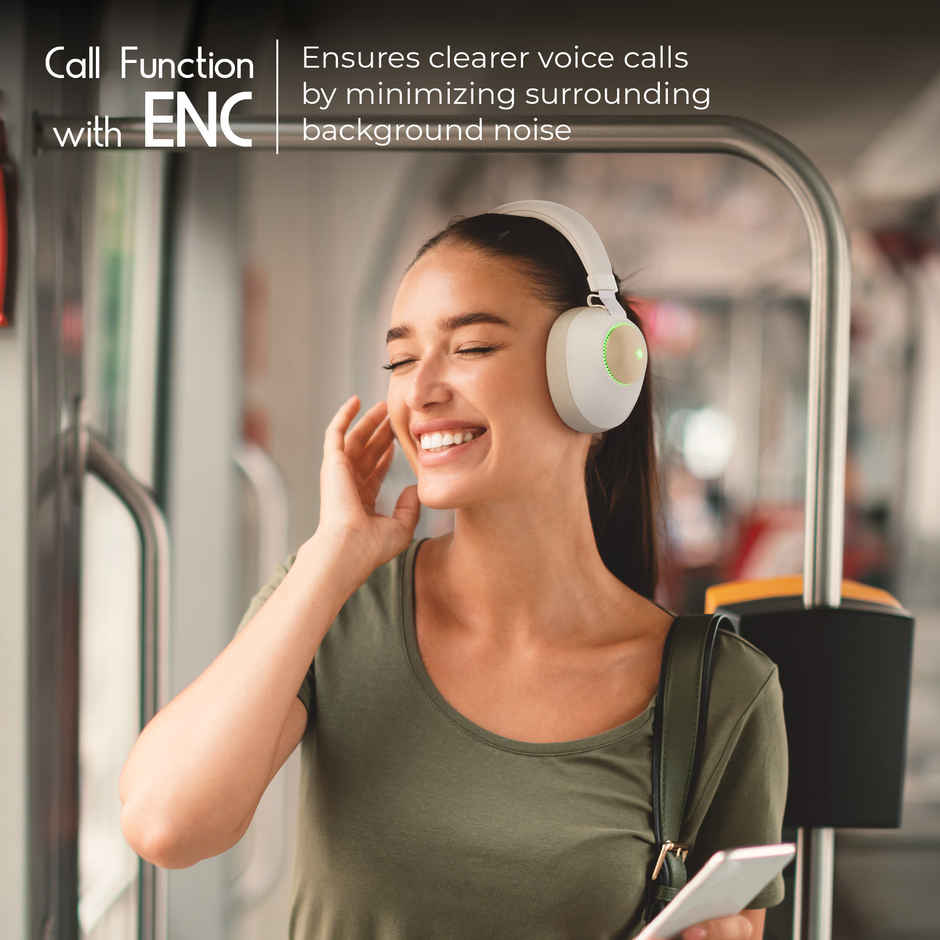 Zebronics Duke BT Headphone, 60h, Dual Pairing, Gaming Mode, ENC, LED, Deep Bass, Voice Asst (Beige)