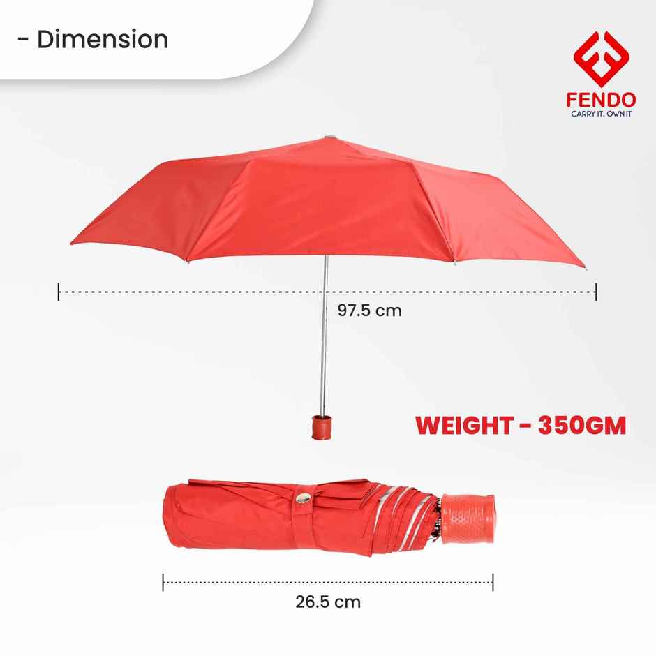 Fendo Hand Open | Red Umbrella | 21.5 inch | 3 Fold