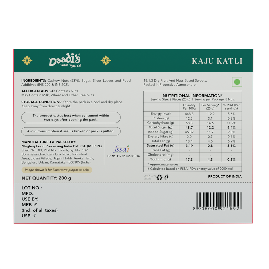 Daadi's Kaju Katli | Rich & Delicious