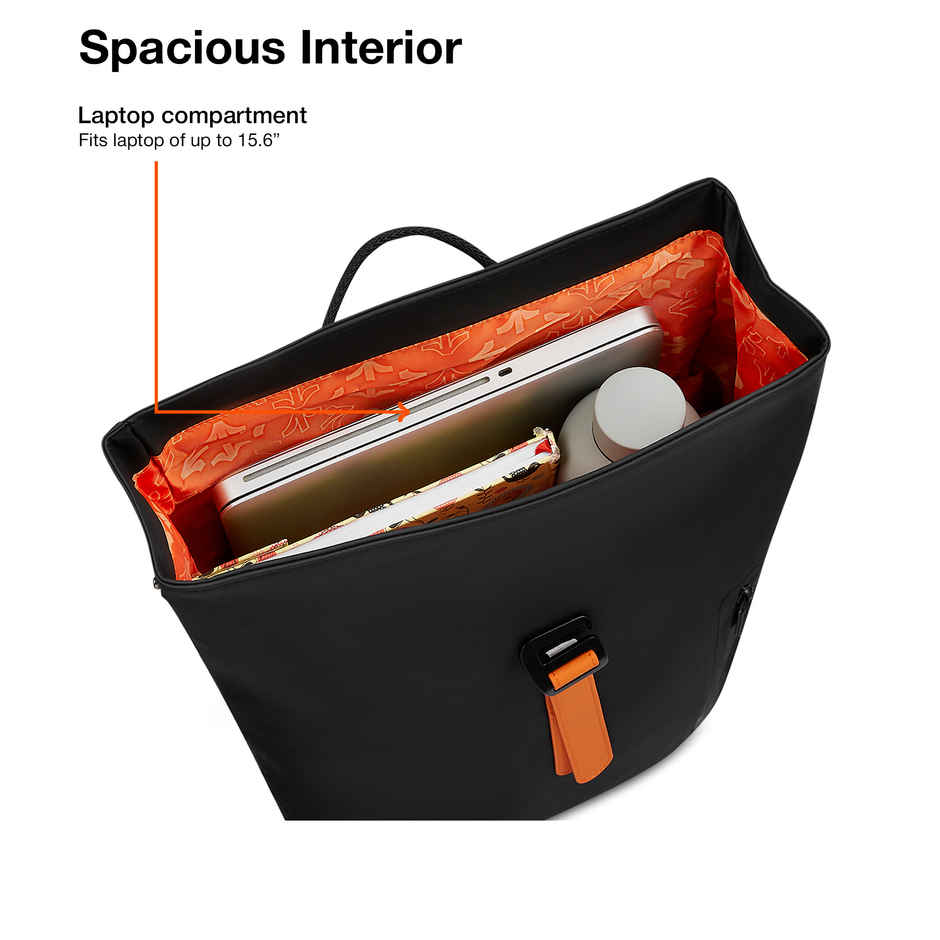 Nasher Miles Chelsea 28 L Top-open, Polyurethane Laptop Backpack for College and School- Black