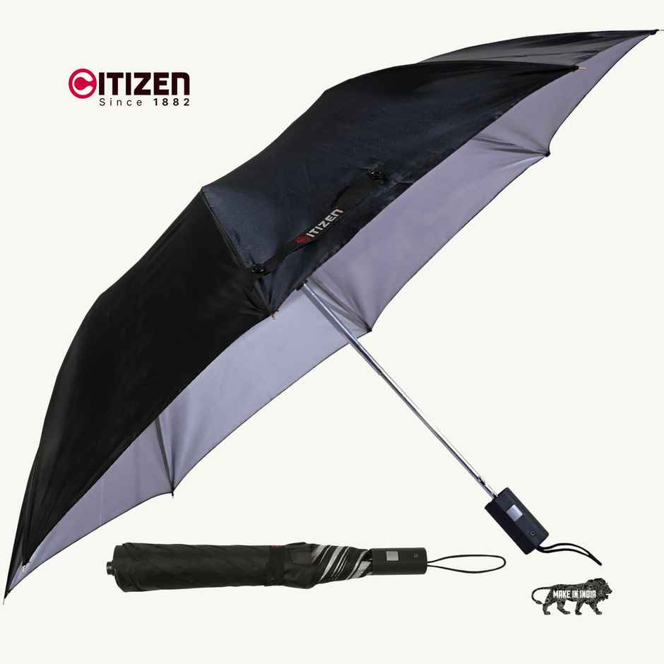 Citizen Black Silver Umbrella | 21 Inch | 2 Folds
