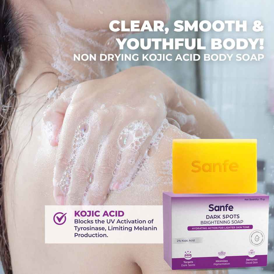 Sanfe Dark Spots Brightening 2% Kojic Acid Body Soap | Skin Whitening, Tan Removal