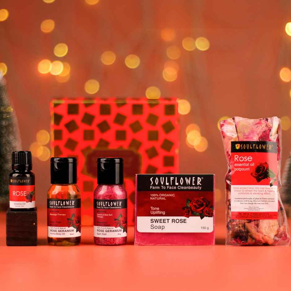 Soulflower Mothers Day Rose Glow Gift Set for Her | Beauty and Self Care Hamper 1.0 PIECE