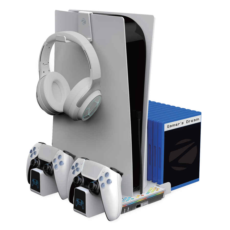 Zebronics PS5SC Vertical Dock | 5000RPM Fan | Dual Controller Charging | RGB