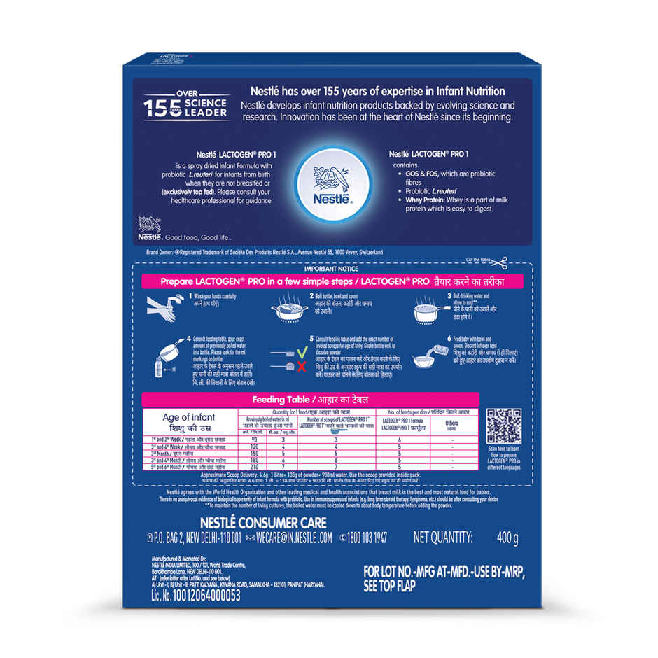 Nestle Lactogen Pro 1 | Infant Formula Probiotic And Prebiotics Combo
