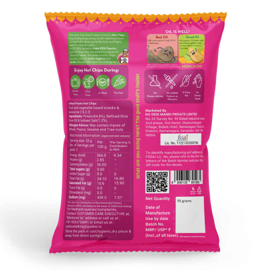 GO DESi Hot Chips Salted Potato | No Palm Oil
