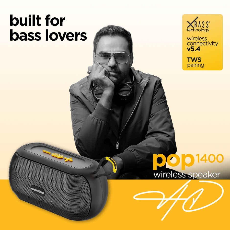 Dubstep Pop 1400 With 14W Output, 16 Hrs Playtime, TWS Pairing Wireless Bluetooth Speaker Black