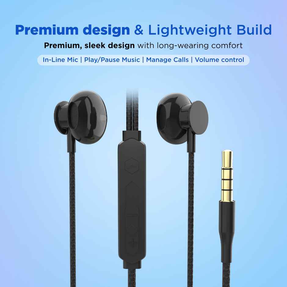 Aroma HF507 - 3.5mm Jack Clear Hi-Fi Sound With Volume Control Wired Earphone | Black