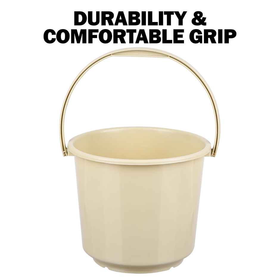 Kuber Industries Small 5 L Plastic Bucket for Cleaning & Storage | Plain | Beige 