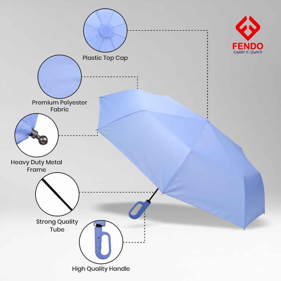 Fendo Clutch 20 Inch 3 Fold Umbrella | Blue