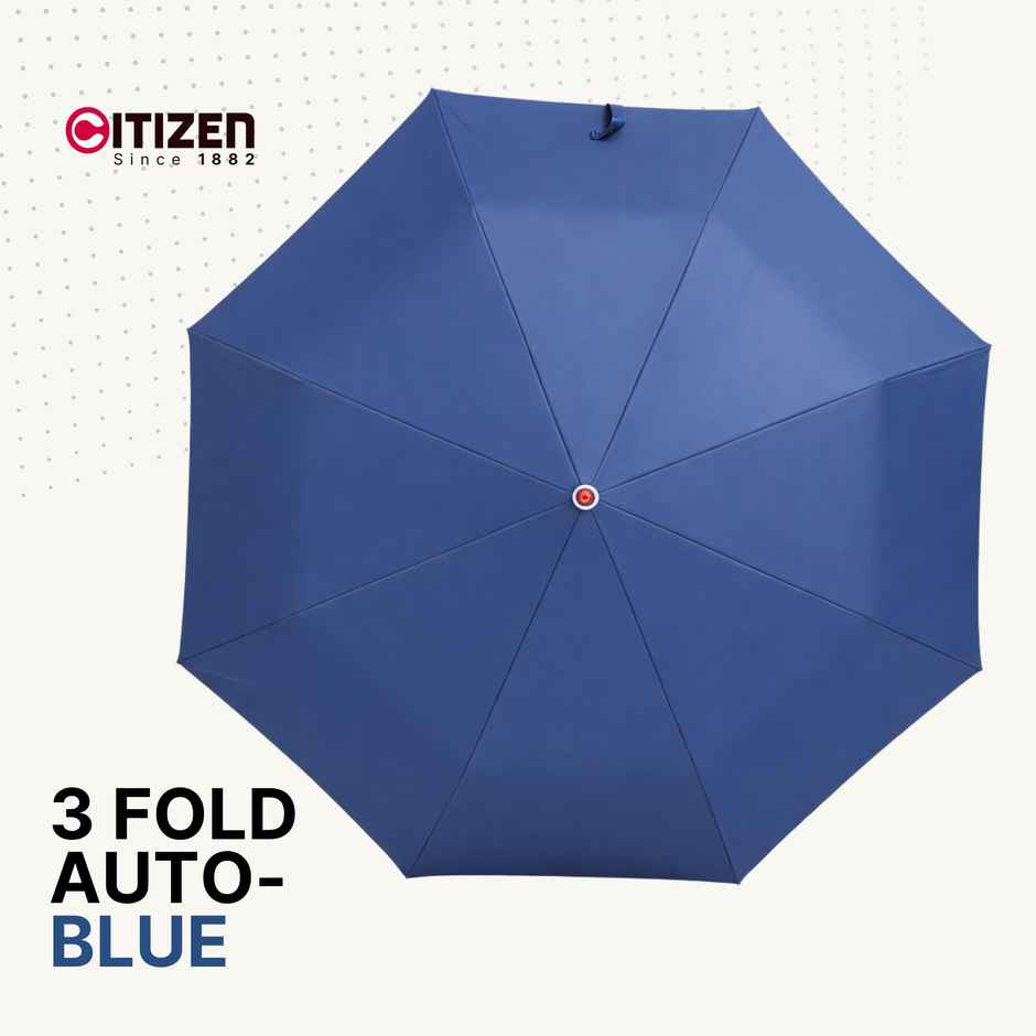 Citizen 3 Fold 22 Inch Auto Royal Blue Mono Silver Umbrella