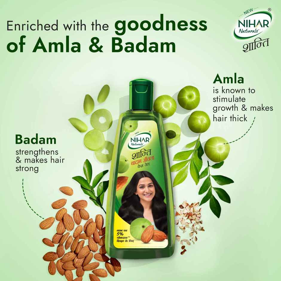 Nihar Shanti Amla And Badam Hair Oil For Black Silky And Stronger Hair