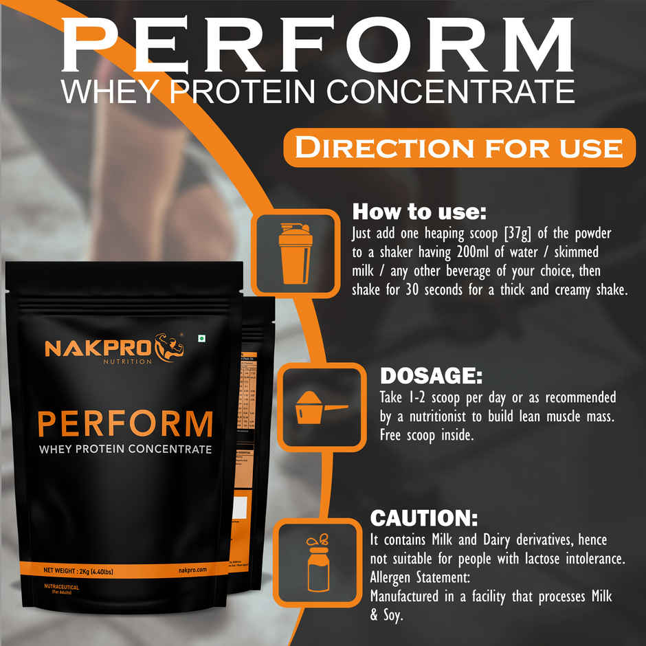 Nakpro Perform Whey Protein Concentrate |Trustified Certified | Unflavoured