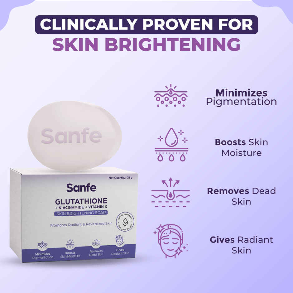 Sanfe Glutathione Niacinamide Vitamin C Soap Brightening and Pigmentation Care