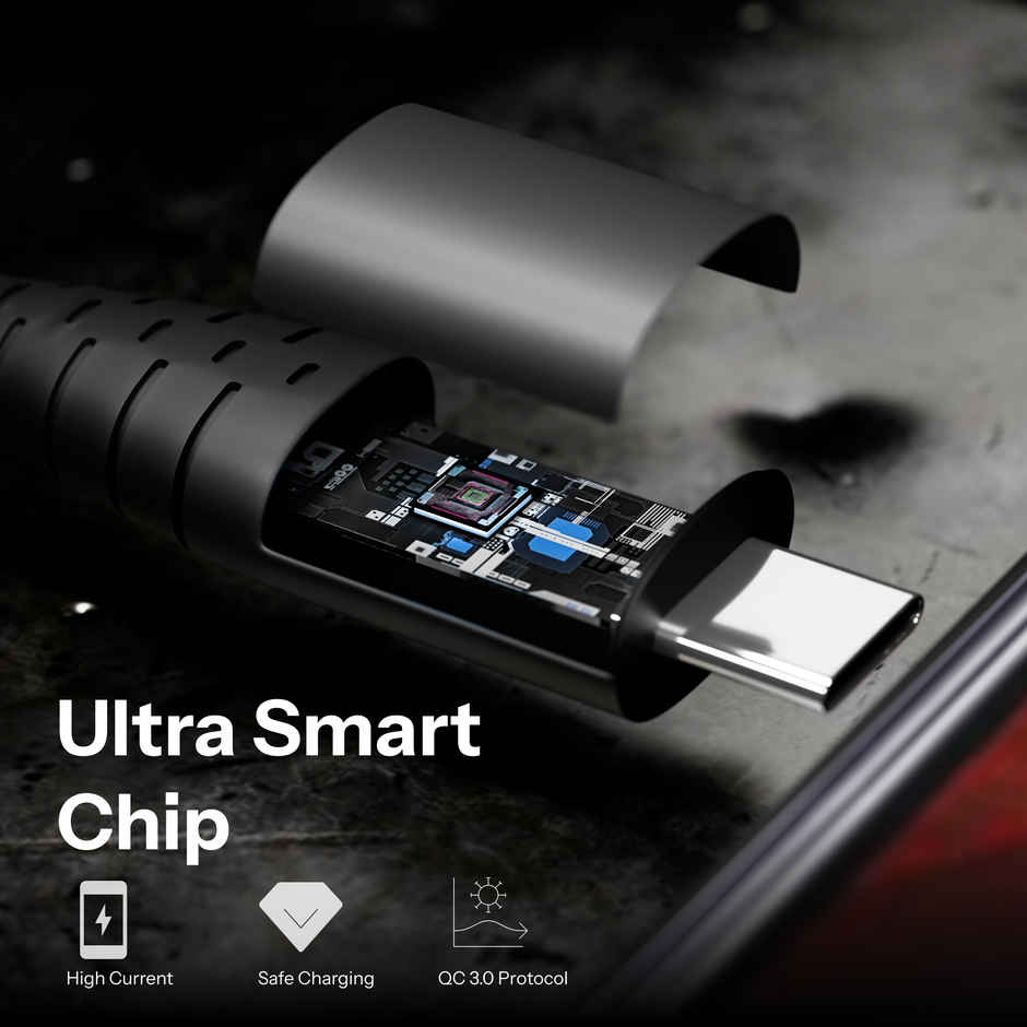 Ailkin Type C Cable | 3A Fast Charging | 1.5 M Braided | For Smartphones & Tablets | Black