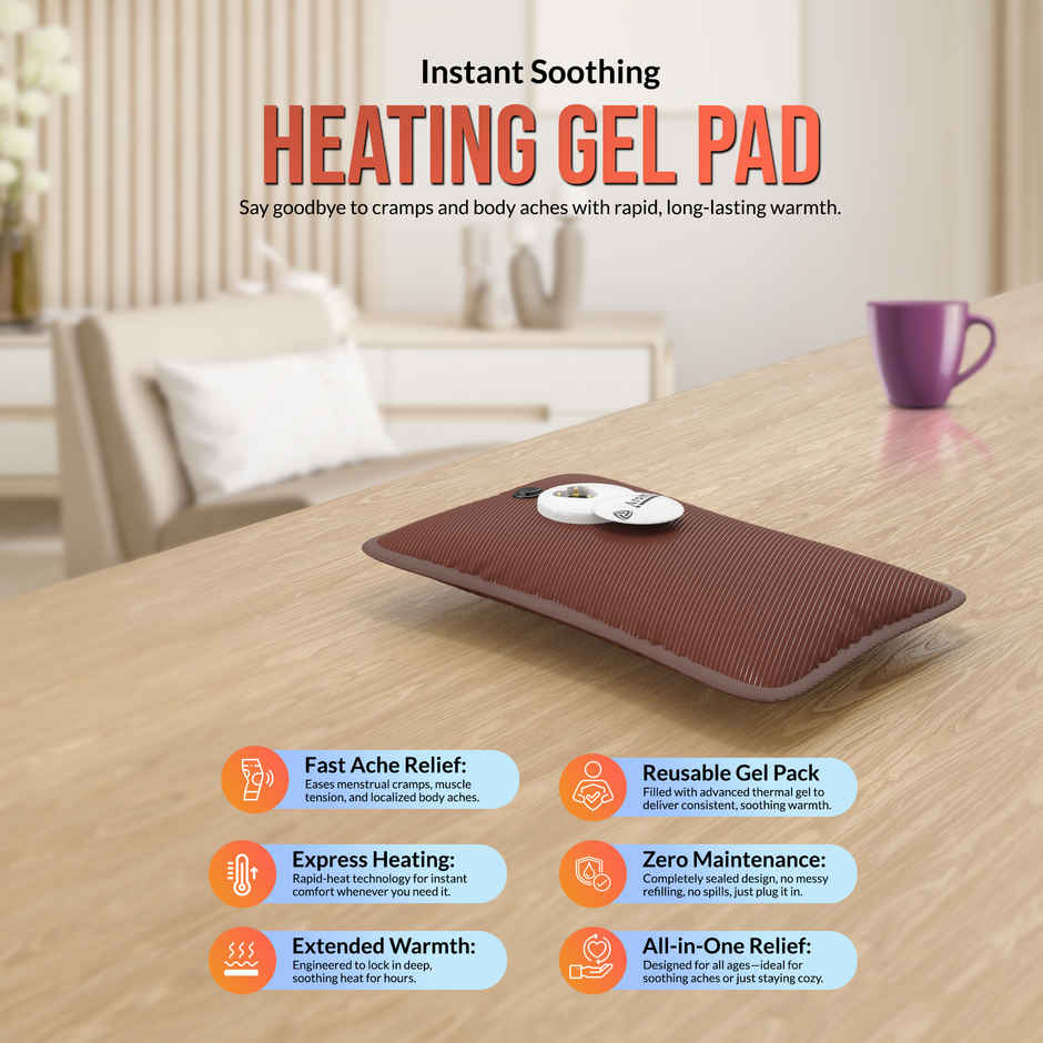 Aroma HGB6 Twill Design Heating Warm Gel Bag For BackPain, Bedwarmers, Joint Pain Relief | Brown