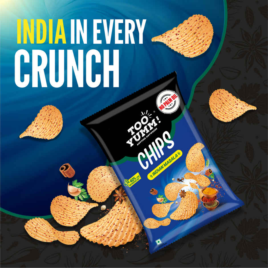 Too Yumm Indian Masala Potato Chips, 40% Less Saturated Fats, No Palm Oil Healthy Spicy Chips
