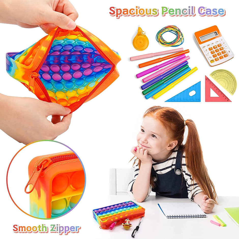 Kidology Pop It Fidget Pencil Pouch Toy | Multicolour