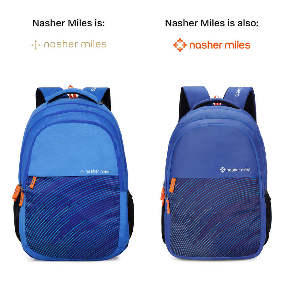 Nasher Miles Wave Backpack- Unisex- 3 Compartment Bag- Navy Blue- 45L