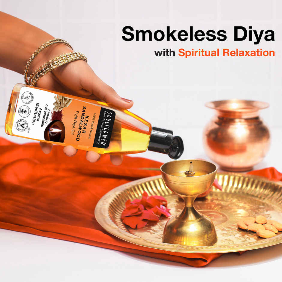 Soulflower Kesar Sandalwood Pooja Diya Oil