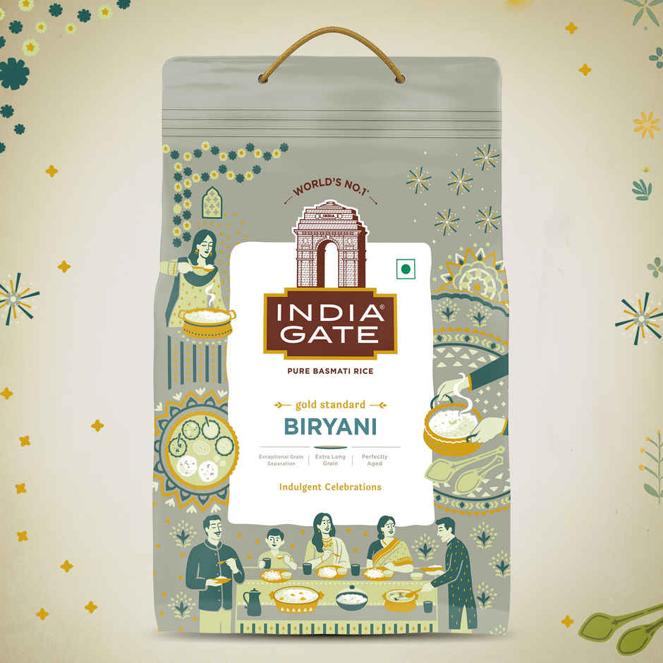 India Gate Gold Standard Biryani Pure Basmati Rice|Perfectly Aged Rice Exceptional Grain separation